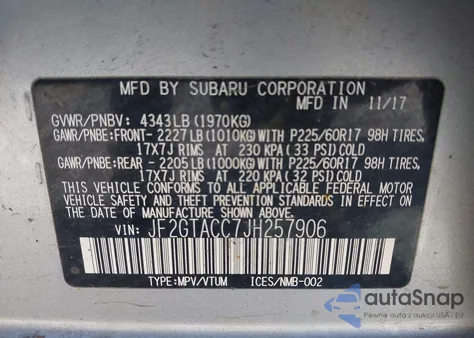 2018 Subaru Crosstrek Premium from USA, damaged, VIN JF2GTACC7JH257906